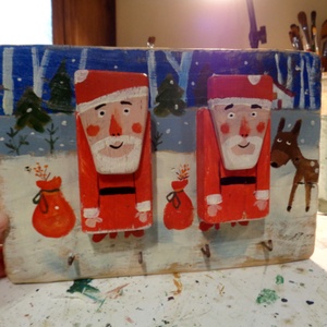 2 Télapó  - fogas/akasztó - Rusztikus Fatábla, Vicces Ajándék ötlet - Egyedi Falidísz - Mikulás, Télapó - otthon & életmód - bútor - fogas - Meska.hu