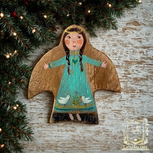 Angyalszárny - Rusztikus Festett Fatábla - Falra akasztható - Ajándék ötlet - Angyal, Gyerekszoba - Meska.hu