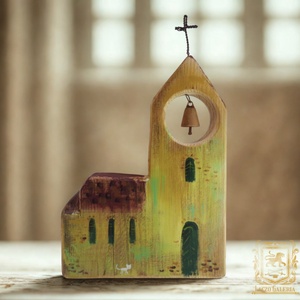 Templom cicussal - Egyedi dekoráció, ajándék ötlet, Gyerekszoba, Karácsony, Kiscica, Harang - Meska.hu