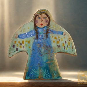 Angyalszárny - Rusztikus Festett Fatábla - Falra akasztható - Ajándék ötlet - Angyal, Gyerekszoba - Meska.hu