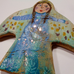 Angyalszárny - Rusztikus Festett Fatábla - Falra akasztható - Ajándék ötlet - Angyal, Gyerekszoba - otthon & életmód - dekoráció - fali és függő dekoráció - függődísz - Meska.hu