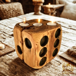 Dobókocka - Rusztikus Fa Mécsestartó - Ajándék ötlet  - Meska.hu