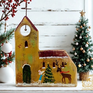 Templom kisegérrel - Egyedi dekoráció, ajándék ötlet, Gyerekszoba, Karácsony, Kisegér, Szarvas, Karácsonyfa - Meska.hu