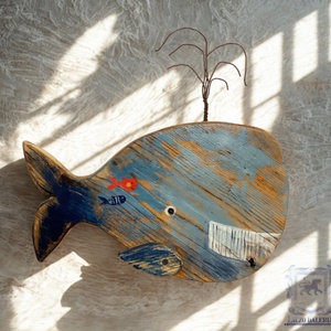 Prüszkölő Bálna - Rusztikus Fatábla, Ajándék ötlet, Gyerekszoba - Egyedi Falidísz, Bálna - Meska.hu
