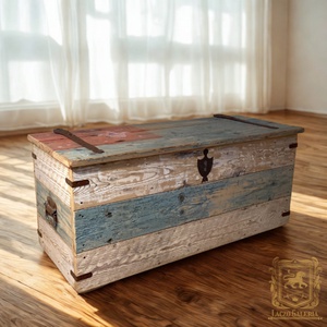 Tricolor nagyméretű láda - Hajóláda, Tároló, Otthon & Életmód, Tárolás & Rendszerezés, Láda, Famegmunkálás, Újrahasznosított alapanyagból készült termékek, MESKA