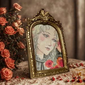 Időtlen báj - Női portré  - Eredeti Akvarell, Szép keretben - Laczó Ágnes , Művészet, Festmény, Akril, Festett tárgyak, Újrahasznosított alapanyagból készült termékek, MESKA