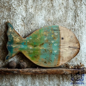 Nagy aranyozott halacska - Rusztikus Fatábla, Ajándék ötlet, Gyerekszoba, Egyedi Falidísz, Hal, Karácsony, Otthon & Életmód, Dekoráció, Fali és függő dekoráció, Falra akasztható dekor, Festészet, Famegmunkálás, MESKA