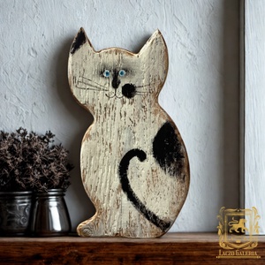 Foltos - Rusztikus Fatábla, Vicces Ajándék ötlet - Falikép, Egyedi Falidísz, Macska, Cica, Otthon & Életmód, Dekoráció, Fali és függő dekoráció, Falra akasztható dekor, Festett tárgyak, Újrahasznosított alapanyagból készült termékek, MESKA