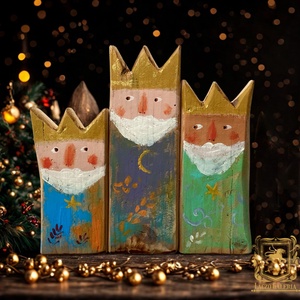 3 Királyok - Rusztikus Festett Fatábla - Falra akasztható - Karácsonyi Ajándék ötlet - Gyerekszoba - Meska.hu