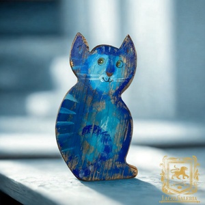 Kék cirmos - Rusztikus Fatábla, Vicces Ajándék ötlet - Falikép, Egyedi Falidísz, Macska, Cica - Meska.hu