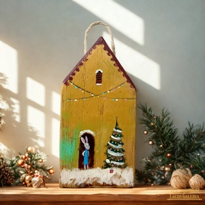 Nyulambulam karácsonya - Egyedi dekoráció, ajándék ötlet, Gyerekszoba, Karácsony, Nyuszi, Nyúl, Karácsonyfa, Házikó - Meska.hu