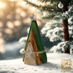 Rusztikus karácsonyfa Arany Csillaggal - Ajándék ötlet - Karácsonyfa dekoráció - Meska.hu