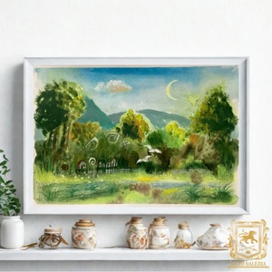 Nyár vidéken - Laczó Ágnes kortárs festő/grafikus művész, Eredeti Akril Festmény Papíron, keret nélkül - Meska.hu