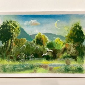 Nyár vidéken - Laczó Ágnes kortárs festő/grafikus művész, Eredeti Akril Festmény Papíron, keret nélkül - művészet - festmény - akvarell - Meska.hu