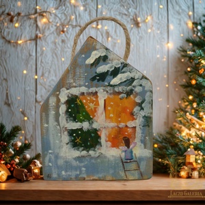 Karácsonyi kukucska - Egyedi dekoráció, ajándék ötlet, Gyerekszoba, Karácsony, Angyal, Karácsonyfa, Házikó - Meska.hu