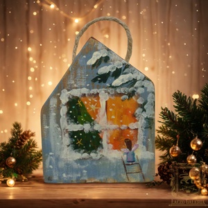 Karácsonyi kukucska - Egyedi dekoráció, ajándék ötlet, Gyerekszoba, Karácsony, Angyal, Karácsonyfa, Házikó - otthon & életmód - dekoráció - fali és függő dekoráció - falra akasztható dekor - Meska.hu