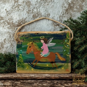 Karácsony esti vágta - Egyedi dekoráció, ajándék ötlet, Gyerekszoba, Karácsony, Angyal, Karácsony, Hintaló - Meska.hu