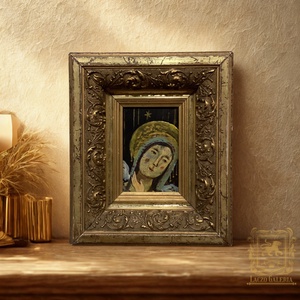 Madonna - Női portré  - Eredeti Akril festmény Szép régi cifra keretben - Szent - Karácsony - Laczó Ágnes  - Meska.hu