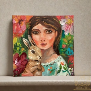 Tavaszi kép - Eredeti Akril Festmény Vásznon - Laczó Ágnes kortárs festő/grafikus művész - Húsvét - Nyuszi - Meska.hu