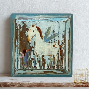 Alma - Rusztikus Fatábla, Ajándék ötlet - Egyedi Falidísz, Lovacska, Angyal - Meska.hu