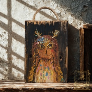 Kalóz bagoly - Rusztikus Festett Fatábla - Falra akasztható - Ajándék ötlet - Gyerekszoba, Otthon & Életmód, Dekoráció, Fali és függő dekoráció, Függődísz, Famegmunkálás, Festett tárgyak, MESKA