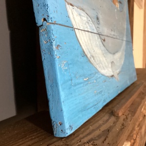 Cet-falu - Rusztikus Fatábla, Ajándék ötlet, Gyerekszoba - Egyedi Falidísz, Tenger, Bálna - otthon & életmód - dekoráció - fali és függő dekoráció - falra akasztható dekor - Meska.hu