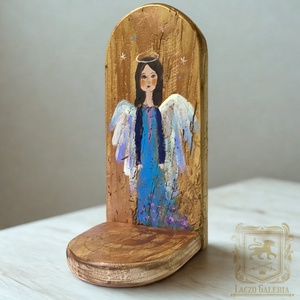 Angyali mécses - Rusztikus Fa Mécsestartó - Ajándék ötlet - Karácsony, Dekoráció, Angyal, Tündér, Gyerekszoba - Meska.hu