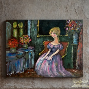 Madam S. Quinn - Laczó Ágnes kortárs festő/grafikus művész- Eredeti Akril Festmény Faroston, Művészet, Festmény, Akril, Festészet, Fotó, grafika, rajz, illusztráció, MESKA