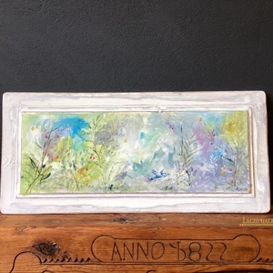 Szabad ég alatt - Rusztikus Fatábla, Egyedi Falikép, Akril Festmény - Virágok - Madár - Meska.hu