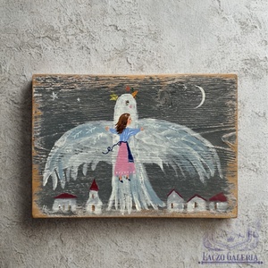 Amikor a föld elenged - Rusztikus Fatábla, Ajándék ötlet - Egyedi Falidísz, Gyerekszoba, Madár, Otthon & Életmód, Dekoráció, Fali és függő dekoráció, Falra akasztható dekor, Festett tárgyak, Újrahasznosított alapanyagból készült termékek, MESKA