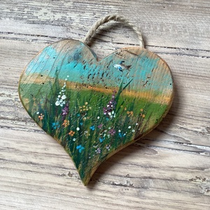 Mezei virágok - Rusztikus Fatábla, Ajándék ötlet - Egyedi Falidísz, Szív, Valentin-nap - Meska.hu
