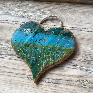 Folyópart - Rusztikus Fatábla, Ajándék ötlet - Egyedi Falidísz, Szív, Valentin-nap, Otthon & Életmód, Dekoráció, Fali és függő dekoráció, Falra akasztható dekor, Festett tárgyak, Újrahasznosított alapanyagból készült termékek, MESKA