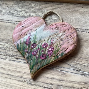 Mezei virágos - Pink - Rusztikus Fatábla, Ajándék ötlet - Egyedi Falidísz, Szív, Valentin-nap, Otthon & Életmód, Dekoráció, Fali és függő dekoráció, Falra akasztható dekor, Festett tárgyak, Újrahasznosított alapanyagból készült termékek, MESKA