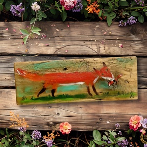 Róka mama - Rusztikus Fatábla, Ajándék ötlet - Egyedi Falidísz, Tavasz, Nyár, Róka, Otthon & Életmód, Dekoráció, Fali és függő dekoráció, Falra akasztható dekor, Festett tárgyak, Újrahasznosított alapanyagból készült termékek, MESKA