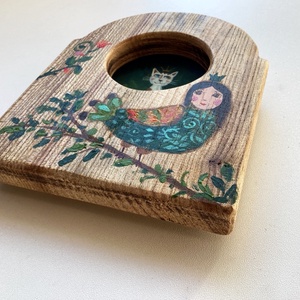 Tölgyfába zárt birodalom - Rusztikus Fatábla, Egyedi Falikép, Akril Festmény - Madár, Macska, cica - otthon & életmód - dekoráció - fali és függő dekoráció - falra akasztható dekor - Meska.hu