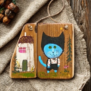 Bluebe - Rusztikus Fatábla, Ajándék ötlet - Egyedi  dekoráció - Macska, Cica - Meska.hu