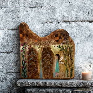 Tündérkert - Rusztikus Fatábla, Ajándék ötlet - Egyedi Falidísz, Angyal, Tündér, virág - Meska.hu