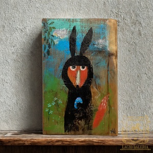 Komisz kópé - Rusztikus Fatábla, Ajándék ötlet - Egyedi Falidísz, Tavasz, Róka, Humor, Húsvét, Nyúl - Meska.hu