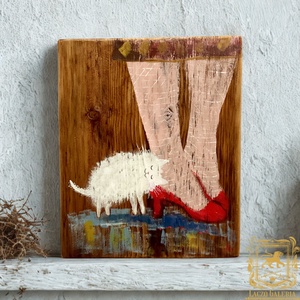 Bújós cica - Rusztikus Fatábla, Ajándék ötlet - Egyedi Falidísz, Cica, Macska - Meska.hu