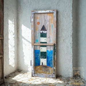 Világítótorony - Naplemente - Ajándék ötlet, Rusztikus Dekoráció,  Fatábla, Ablak, Tenger, Gyerekszoba - Meska.hu