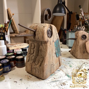 Pirgics család - Rusztikus Fa Dekoráció, Ajándék ötlet, Egyedi dísz, Madár- Antik Szilfa - otthon & életmód - dekoráció - fali és függő dekoráció - falra akasztható dekor - Meska.hu