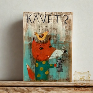Ki kér Kávét? - Rusztikus Fatábla, Vicces Ajándék ötlet - Egyedi Falidísz, Konyha, Róka koma  - Meska.hu