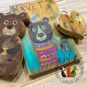 Fa-l-ka - Fesd ki Magad! Kreatív családi foglalkoztató. Rusztikus fatáblák. Ajándék ötlet - Mackó - diy (csináld magad) - egységcsomag - Meska.hu