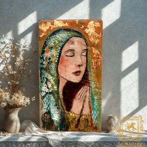 Lélek aranya - Tölgyfa - Rusztikus Festett Fa, Dekoráció - Falra akasztható - Ajándék ötlet, Angyal, Szent, nő  - Meska.hu