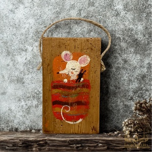 Paplan alatt álmodó - Rusztikus Fatábla, Ajándék ötlet - Egyedi Falidísz, Kisegér - Meska.hu