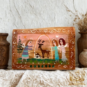 Angyali oltalom - Rusztikus Fatábla, Ajándék ötlet - Egyedi Falidísz - Angyal  - Meska.hu