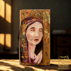  Tündöklés - Rusztikus Festett Fa, Dekoráció - Falra akasztható - Ajándék ötlet, Angyal, Szent, Madonna, nő - Meska.hu