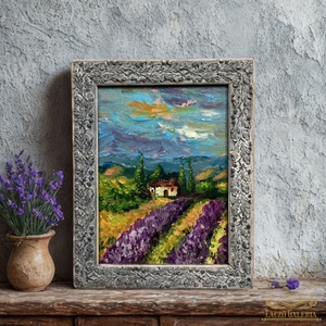 Provence - Akril festmény Vintage fakeretben - Ajándék ötlet - Falikép - Levendula - Meska.hu