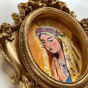 Napsugár - Női portré - Eredeti Akril festmény, Arany keretben - Szent, Madonna - Biblia, Ima, Laczó Ágnes  - művészet - festmény - akril - Meska.hu