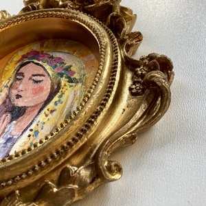 Napsugár - Női portré - Eredeti Akril festmény, Arany keretben - Szent, Madonna - Biblia, Ima, Laczó Ágnes  - művészet - festmény - akril - Meska.hu